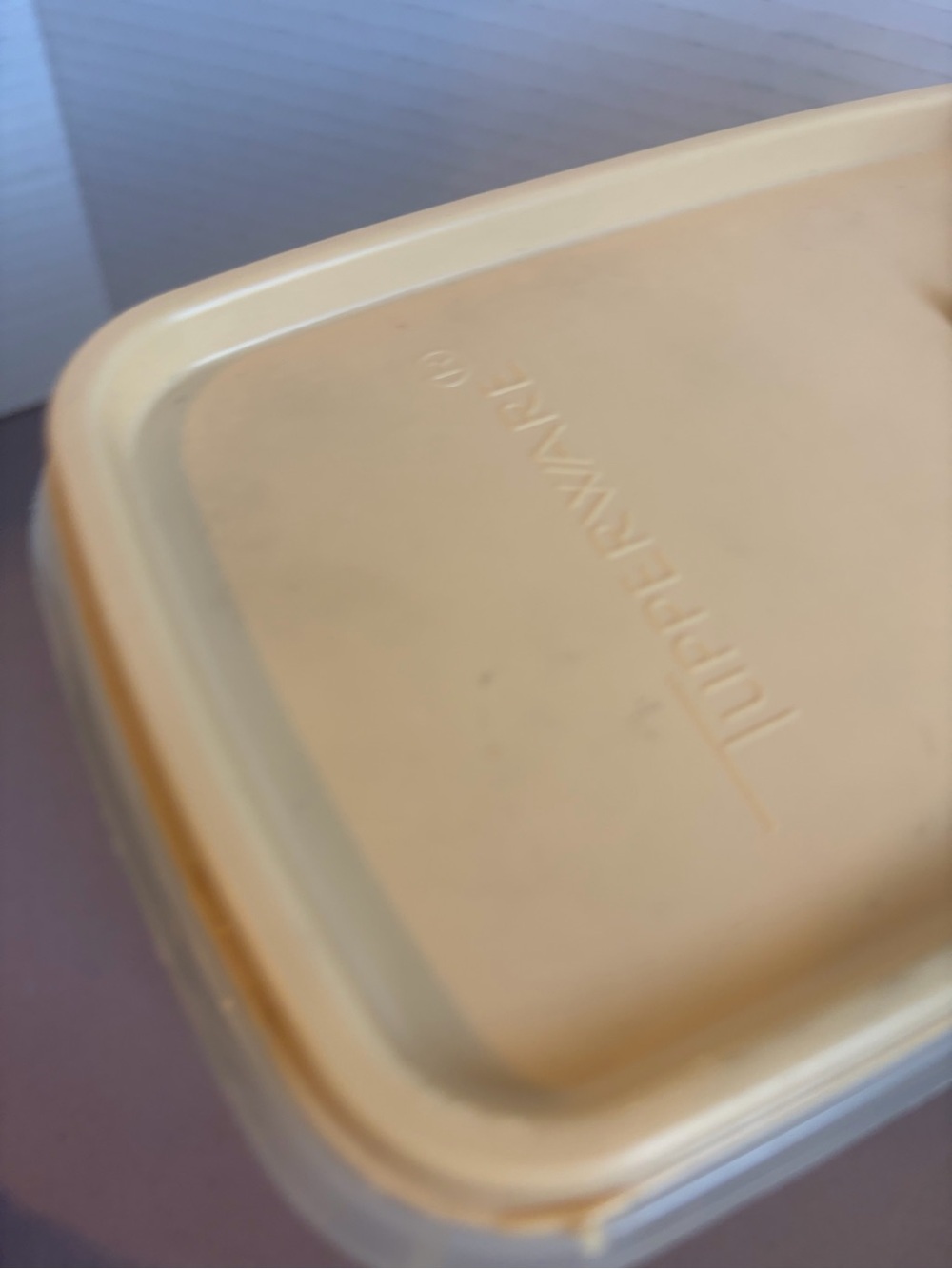 Tupperware Cream Storage Container with Yellow Lid - Picture 6 of 9